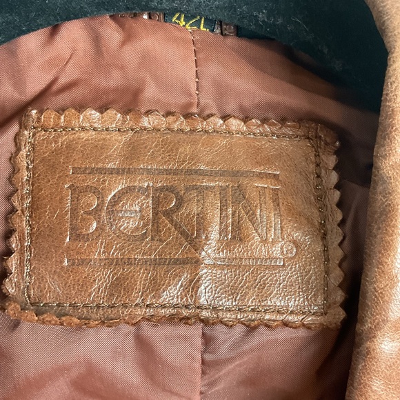 Men’s Vintage Bertini Brown Leather Blazer Jacket Button Down Size 42L - Picture 13 of 14